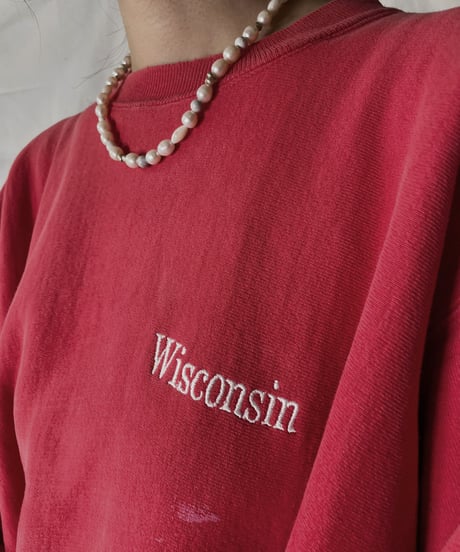 【USED】  90's USA Champion Reverse Weave Sweat wisconsin/210902-006