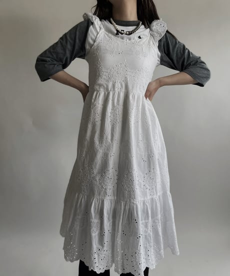 【USED】 White Cotton Camisole One-piece / 220423-048
