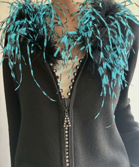 【USED】 Fur Knit Zip Cardigan /251018-008