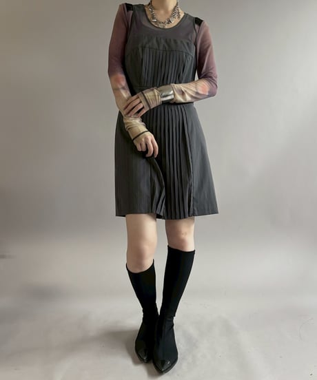 【USED】 Stripe Pattern Pleats Design N/S One-Piece / 260502-012