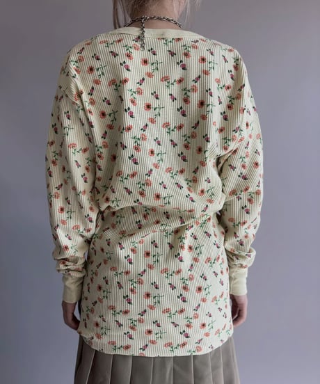 【USED】 Flower Pattern Waffle Top / 260214-012