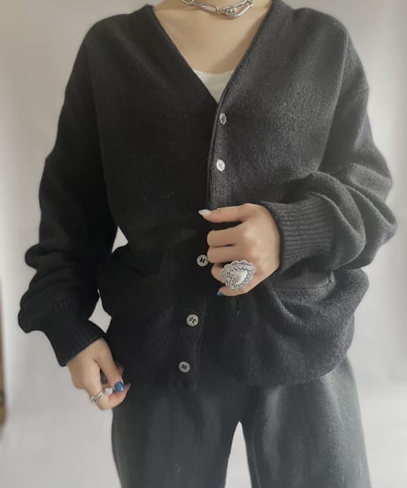 【USED】 Acrylic Knit Cardigan Black / 230211-019