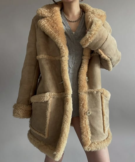 【USED】 Vintage Real Mouton Coat/ 260104-003