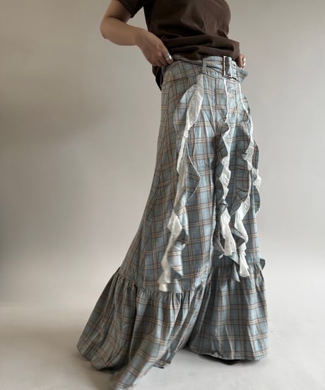 【USED】 PRETTY DAMAGE Check Pattern Design Long Skirt /250510-098