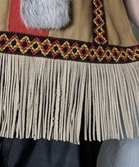 【USED】 Ethnic Fringe Poncho /210708-008