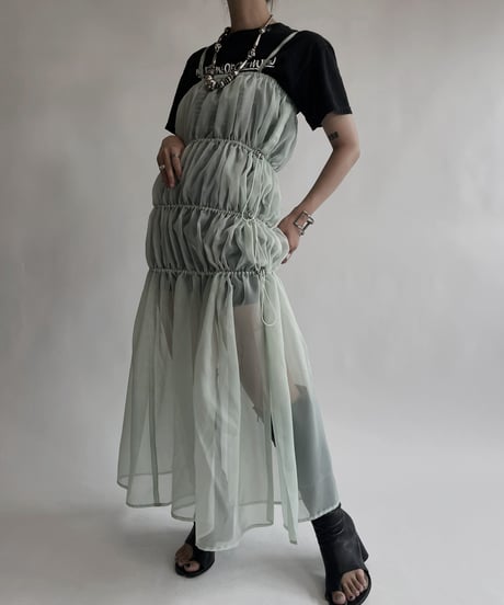 【RE;CIRCLE】 RE Sheer Light Green Camisole One-piece / 220721-005