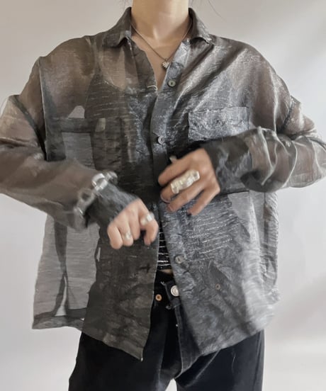 【USED】  L/S Lame Sheer Shirt / 230819-028