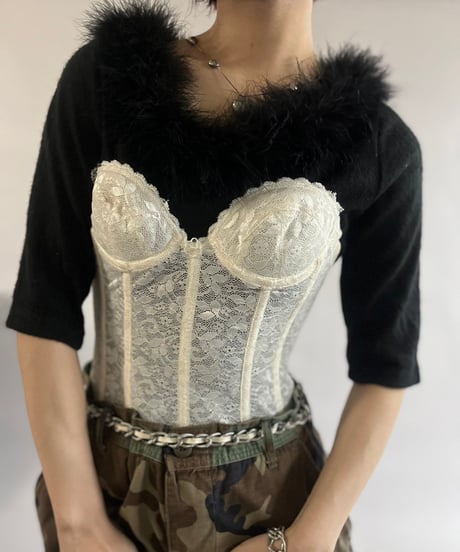 【USED】 Lace Patterned Corset Top /250104-046