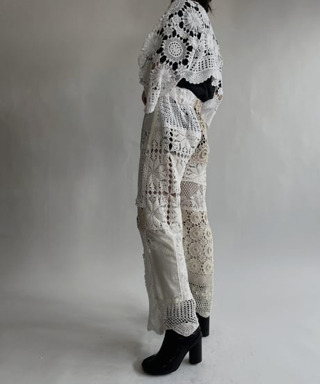 【RE;CIRCLE】 RE Crochet Lace Patchwork Pants / 220526-037