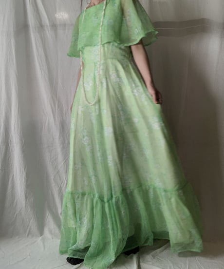 【USED】 Flower Patterned See-through N/S Dress/210714-033