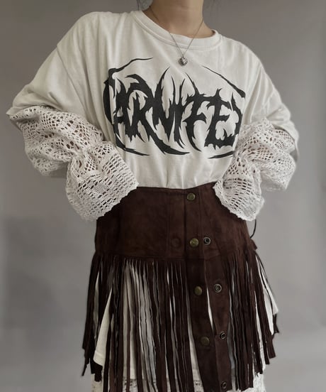 【USED】 Suede Leather Skirt Brown / 230304-011