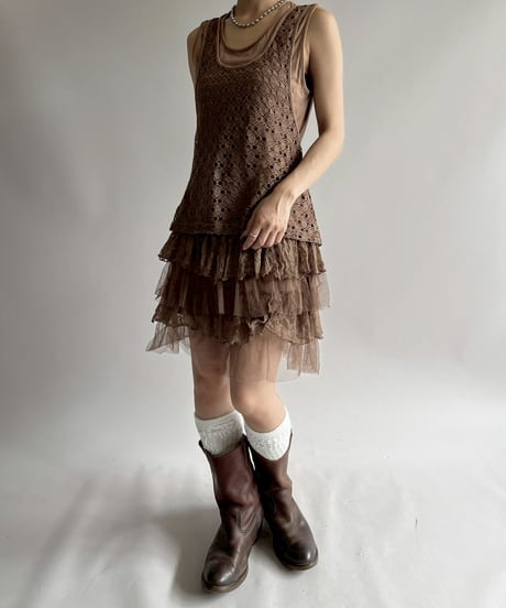 【USED】 Mesh Design Tiered One-Piece / 250726-007