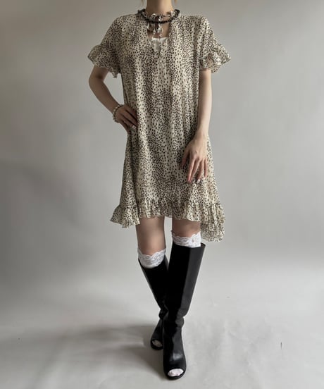 【USED】 Made in ITALY Leopard Pattern S/S One-Piece  / 250531-001