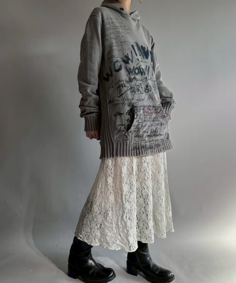 【USED】 Desigual Rib Knit Docking Hoodie /251108-024