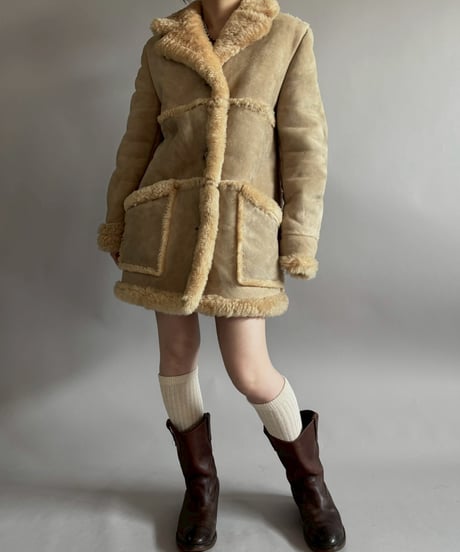 【USED】 Vintage Real Mouton Coat/ 260104-003