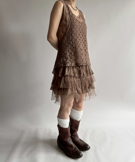 【USED】 Mesh Design Tiered One-Piece / 250726-007