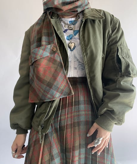 【USED】 Check Patterned Wool Long Skirt / 241124-008