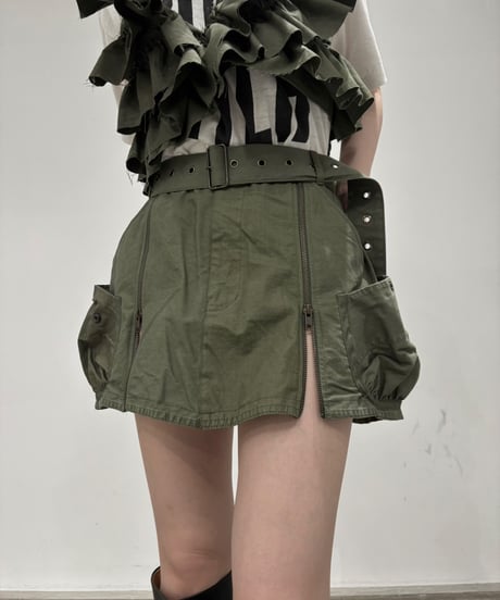 【 RE;CIRCLE】 RE ARMY Double Zip Mini Skirt/ 250703-002