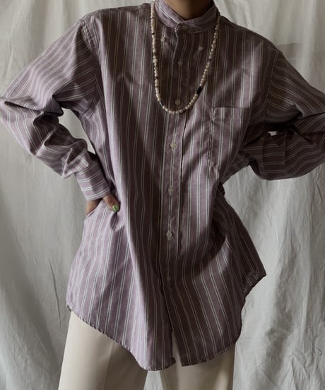【RE;CIRCLE】 RE Stripe Band Collar Shirt③/210414-031