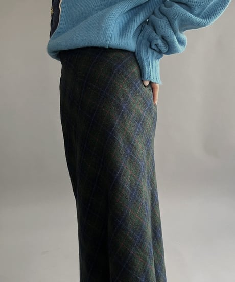 【USED】 Made in USA Check Patterned Long Skirt/24203-004