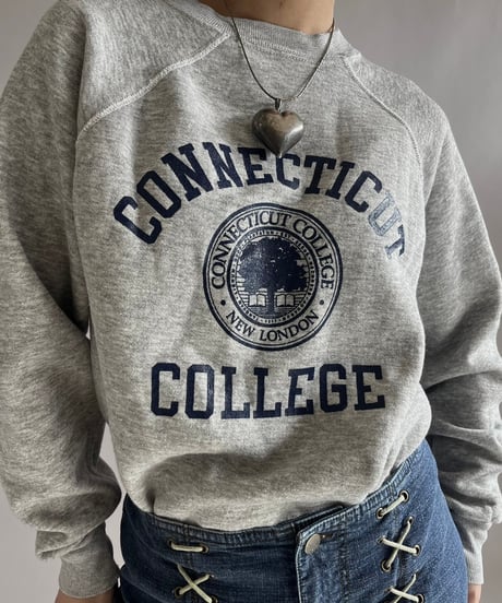【USED】 80's CONNECTICUT College Sweat Top/241221-008