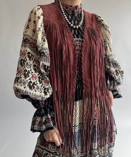 【USED 】Pig Skin Fringe Vest /240912-003
