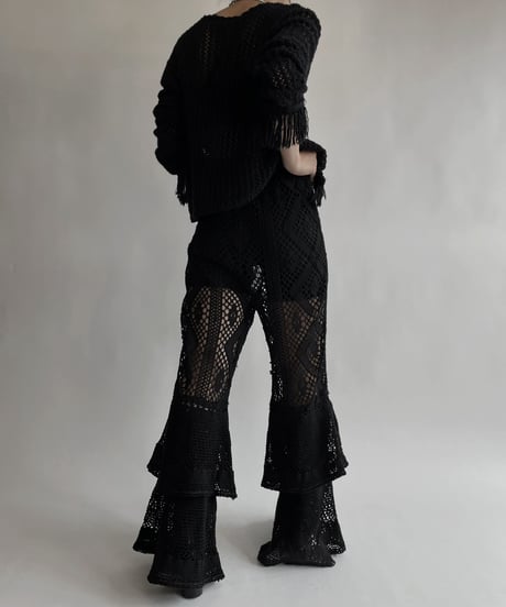 【RE;CIRCLE】 RE Crochet Black Pants / 220728-015