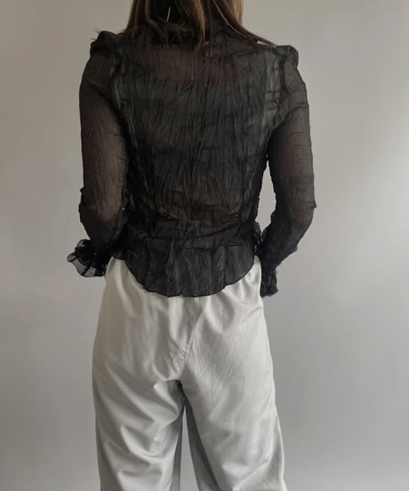【USED】  L/S Sheer Frilly  Shirt / 230624-031