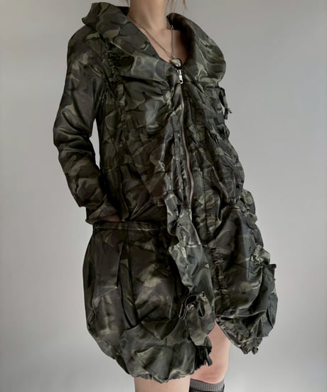 【USED】 MARITHE FRANCOIS GIRBAUD Camouflage Nylon Design Coat / 251227-017