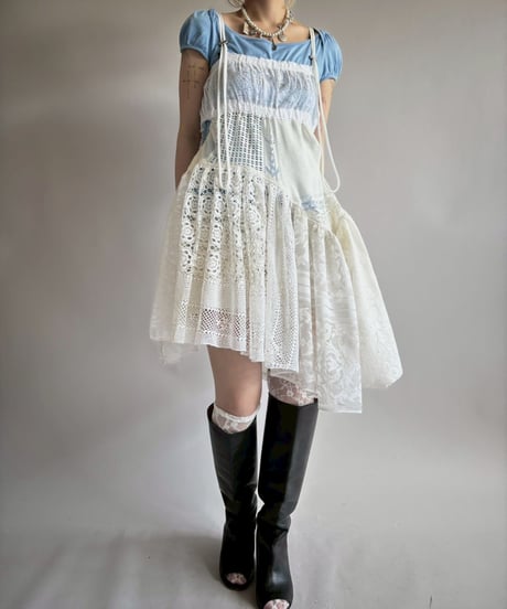 【RE;CIRCLE】RE Crochet Lace Patch work Camisole One-Piece Middle/250731-005