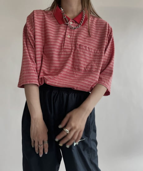 【USED】  PURITAN Striped Polo Shirt / 220618-021