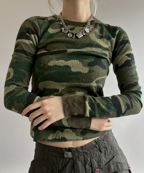 【USED】 FRUIT OF THE LOOM Camouflage Pattern Thermal / 260509-015
