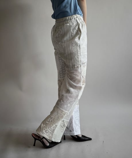 【RE;CIRCLE】 RE Crochet Lace Patch work Pants / 250731-006
