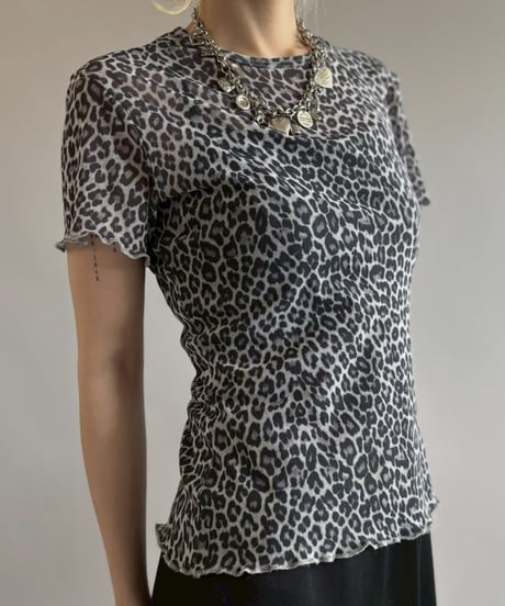 【USED】 Zebra Pattern Sheer S/S Top / 260622-023