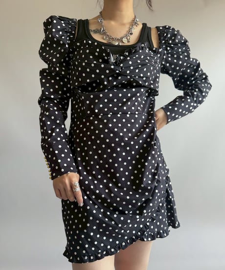 【USED】 SOFIA Dot Pattern Puff Sleeve Mini One-Piece / 260404-025