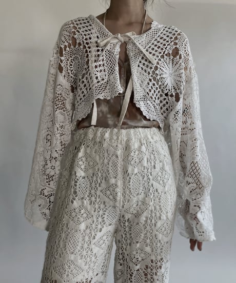 【RE;CIRCLE】 RE Crochet Lace Flare Sleeves Bolero / 220526-043
