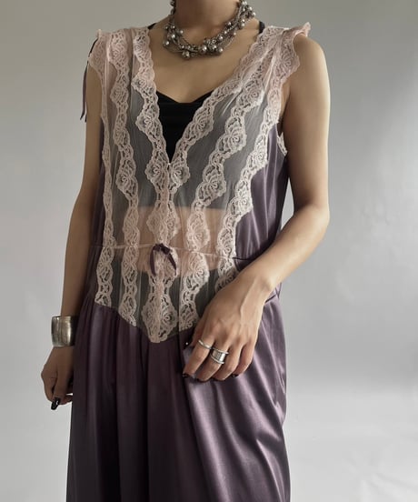 【USED】 Lace Patterned Camisole Long One-Piece  /240928-006