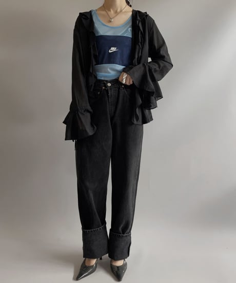 【USED】  Flare Sleeve L/S Seethrough Top / 230819-032