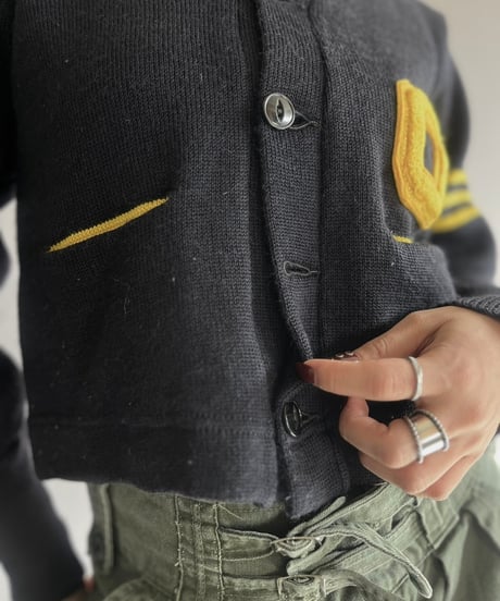 【USED】 Vintage Wool Lettered Cardigan/241130-010