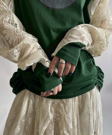 【RE;CIRCLE】 RE Lace Switching Raglan T-Shirt / 250605-007