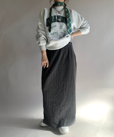 【USED】 Stripe Patterned Long Skirt/ 241124-028