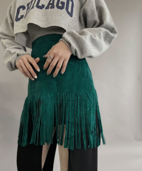 【USED】 Leather Skirt Green / 230304-018