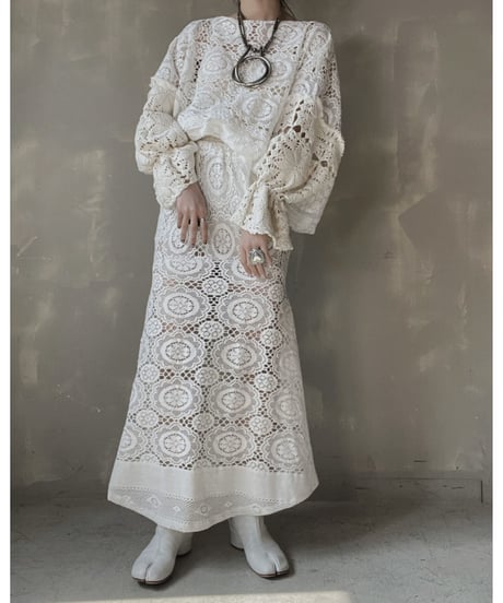 【RE;CIRCLE】 RE Crochet Patchwork L/S Top⑨/20220317-015