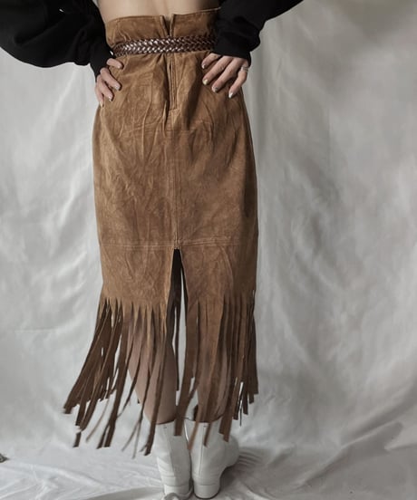 【USED】 Suede Fringe Skirt/210926-011