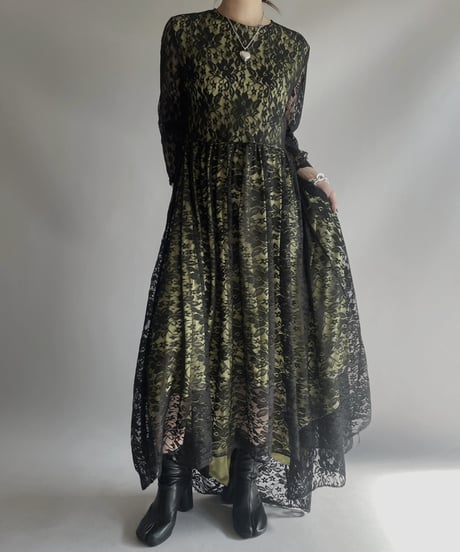 【USED】 Lace Sheer Long One-Piece/ 2301125-028