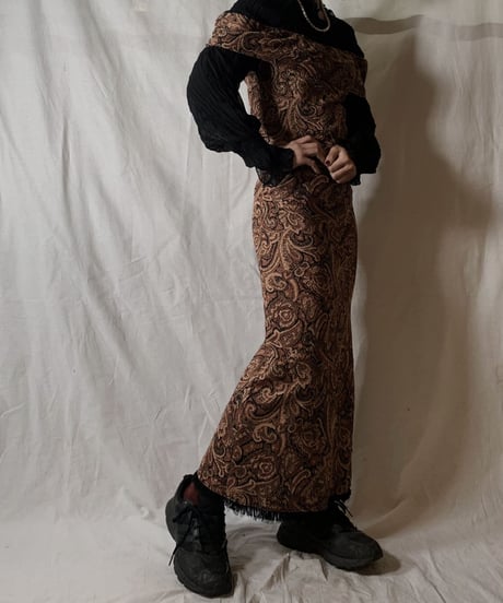 【USED】  Paisley Patterned Off Shoulder Dress/210310-029