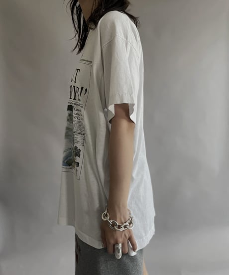 【USED】 made in USA New Paper Print T-Shirt / 230617-017