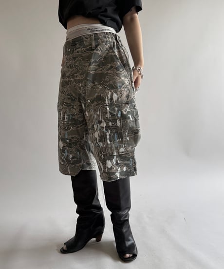 【USED】 Military Camouflage Painted Cut off Shorts  / 250614-023
