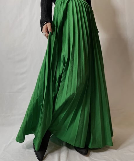【USED】 Poly Long Pleats Skirt①/20210819-005