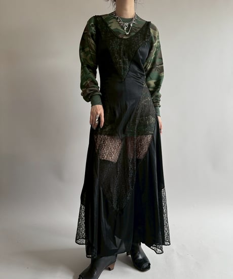【USED】 Lace Pattern Camisole Long One-Piece   /250412-038